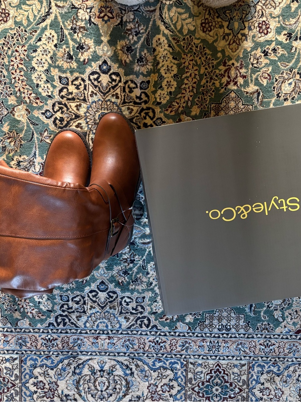 Style & Co. Women’s Tan Brown Riding Boots with Buckle Detail
